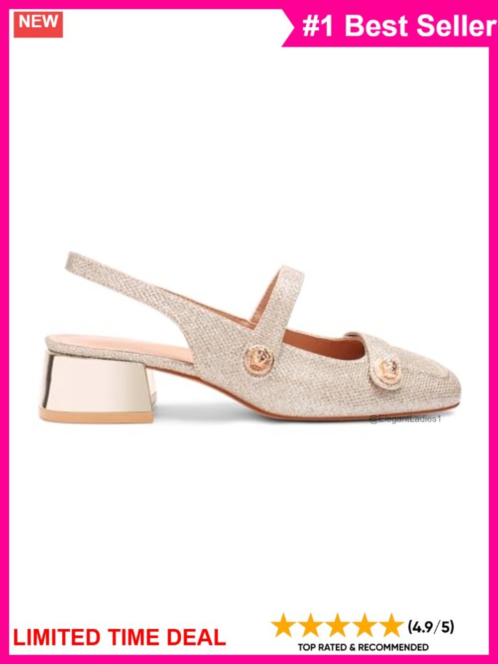 Faux Leather Slingback Mary Jane Low Block Heel Pump, Closed Square Toe,